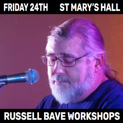 Music workshops drumming and songwriting with guitar folk maestro Russell Bave